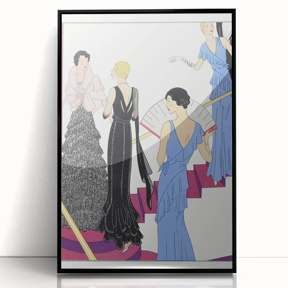 Elegant Art Deco Wall Art – 1920s Evening Gowns in Glamorous Setting