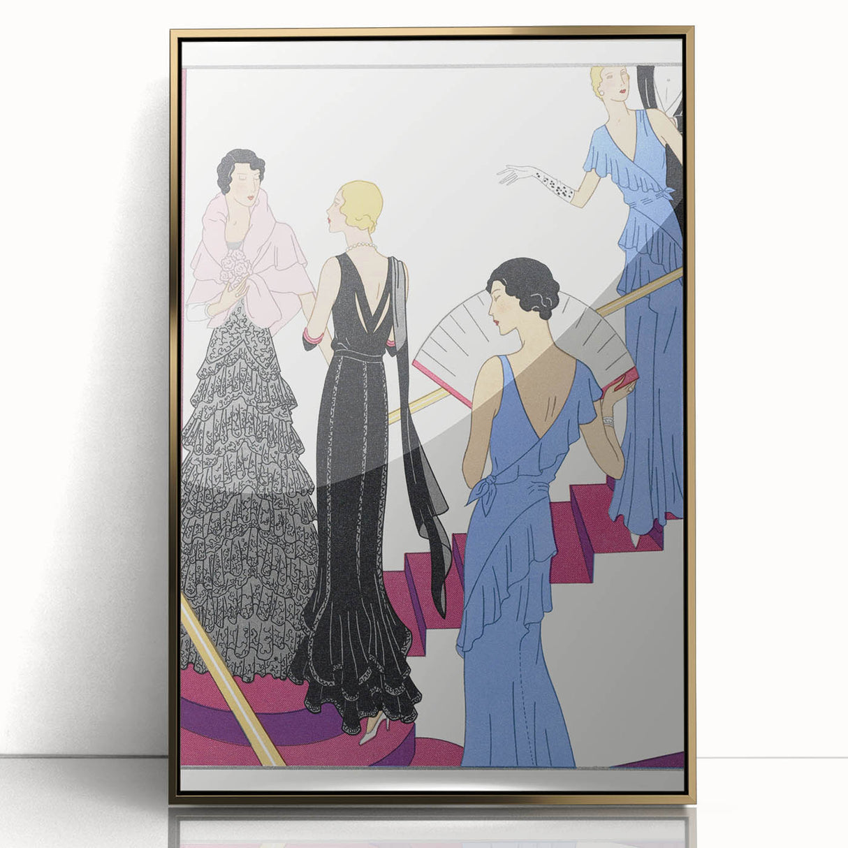 Elegant Art Deco Wall Art – 1920s Evening Gowns in Glamorous Setting