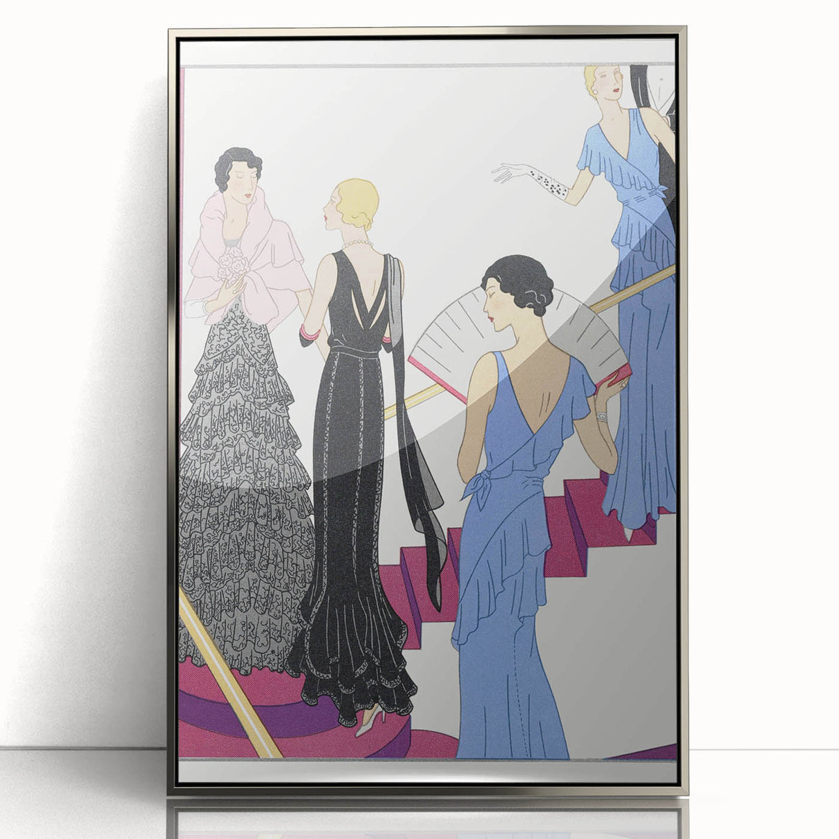 Elegant Art Deco Wall Art – 1920s Evening Gowns in Glamorous Setting