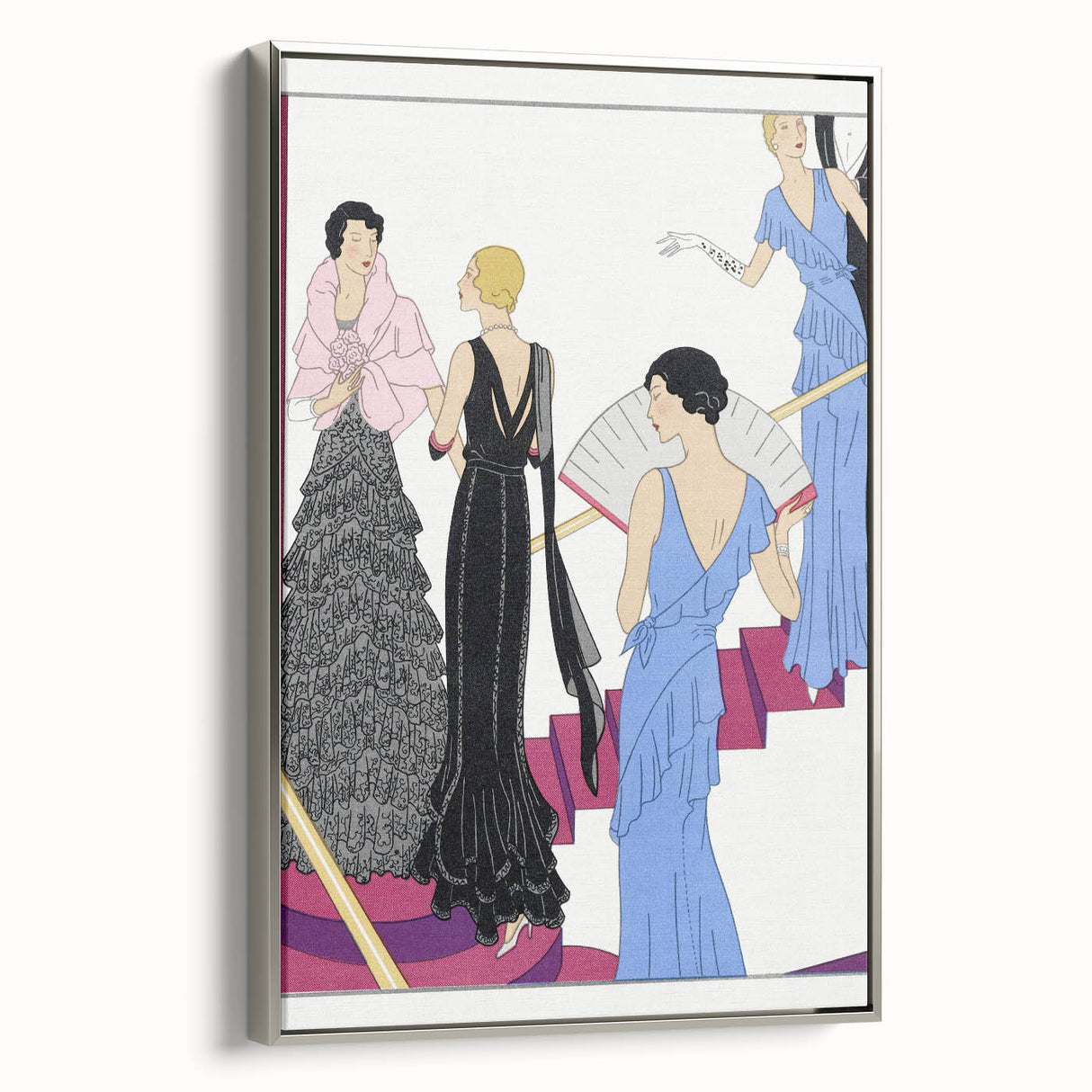 Elegant Art Deco Wall Art – 1920s Evening Gowns in Glamorous Setting