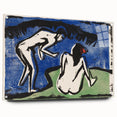 Expressionist Bathing Couple – Bold Abstract Nature Canvas Wall Art
