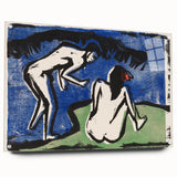 Expressionist Bathing Couple – Bold Abstract Nature Canvas Wall Art