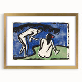 Expressionist Bathing Couple – Bold Abstract Nature Canvas Wall Art