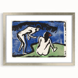 Expressionist Bathing Couple – Bold Abstract Nature Canvas Wall Art