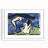 Expressionist Bathing Couple – Bold Abstract Nature Canvas Wall Art