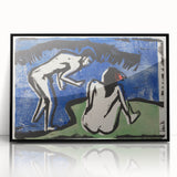 Expressionist Bathing Couple – Bold Abstract Nature Canvas Wall Art