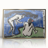 Expressionist Bathing Couple – Bold Abstract Nature Canvas Wall Art