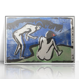 Expressionist Bathing Couple – Bold Abstract Nature Canvas Wall Art
