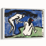 Expressionist Bathing Couple – Bold Abstract Nature Canvas Wall Art