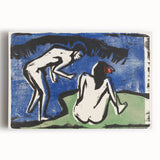 Expressionist Bathing Couple – Bold Abstract Nature Canvas Wall Art
