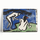 Expressionist Bathing Couple – Bold Abstract Nature Canvas Wall Art