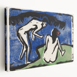 Expressionist Bathing Couple – Bold Abstract Nature Canvas Wall Art