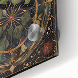 Close-up of vibrant floral and botanical wall art design on acrylic glass, showcasing intricate details and colors, perfect for home decor enhancement.