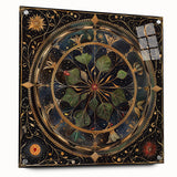 Floral wall art design showcasing vibrant flowers and botanical leaves on acrylic glass, displayed in a side view with decorative pins for hanging. Ideal for enhancing home decor with a modern touch.