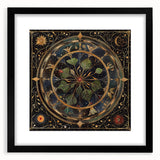 Black-framed wall art featuring a floral and botanical design with vibrant colors, set against a white background, ideal for modern home decor.