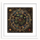 Framed wall art featuring a botanical design with colorful flowers and leaves, set in a white mat, ideal for enhancing home decor with a natural touch.