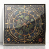 Framed wall art featuring a floral and botanical design with vibrant colors, set in a sleek silver frame, perfect for adding elegance to home decor.