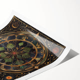 Vibrant rolled wall art print showcasing an intricate design of colorful flowers and botanical leaves, perfect for home decor, presented in a protective tube.