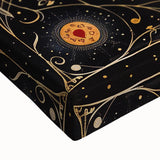 Close-up of a vibrant floral and botanical wall art design on stretched canvas, showcasing intricate details of colorful flowers and lush green leaves, perfect for home decor.