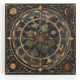 Stretched canvas wall art featuring a vibrant floral design with intricate leaves in shades of green and pink, perfect for brightening up any living space.