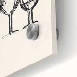 Large abstract wall art in mid-century modernist style with vivid colors on acrylic glass, suitable for dining room decor.