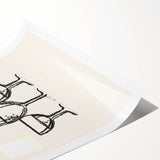 Extra large wall art featuring line art flowers in black on white, ideal for large living room wall decor.