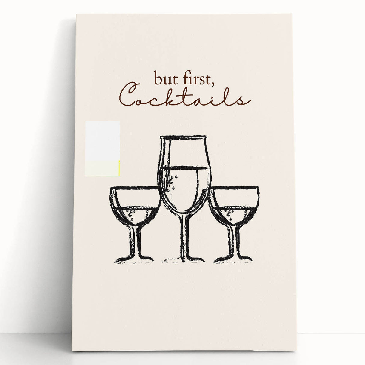 Black and white stretched canvas featuring a minimalist coffee cup design, ideal for kitchen wall art.