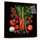 Large abstract wall art of colorful fruits on acrylic glass, suitable for bedroom or dining room decor.