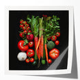 Rolled canvas print featuring an array of colorful fruits, ideal for art wall dining room decor.
