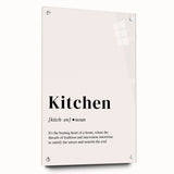 Large abstract wall art on acrylic glass featuring vibrant swirls of red and orange, ideal for dining room decor.