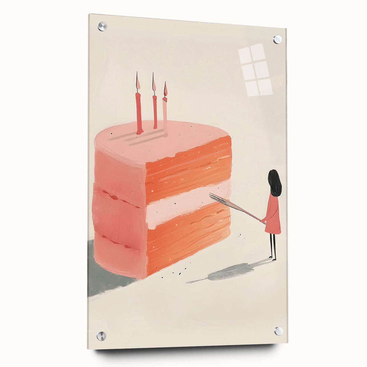 Acrylic print of assorted pastries in soft pastel hues, ideal for dining room decor.