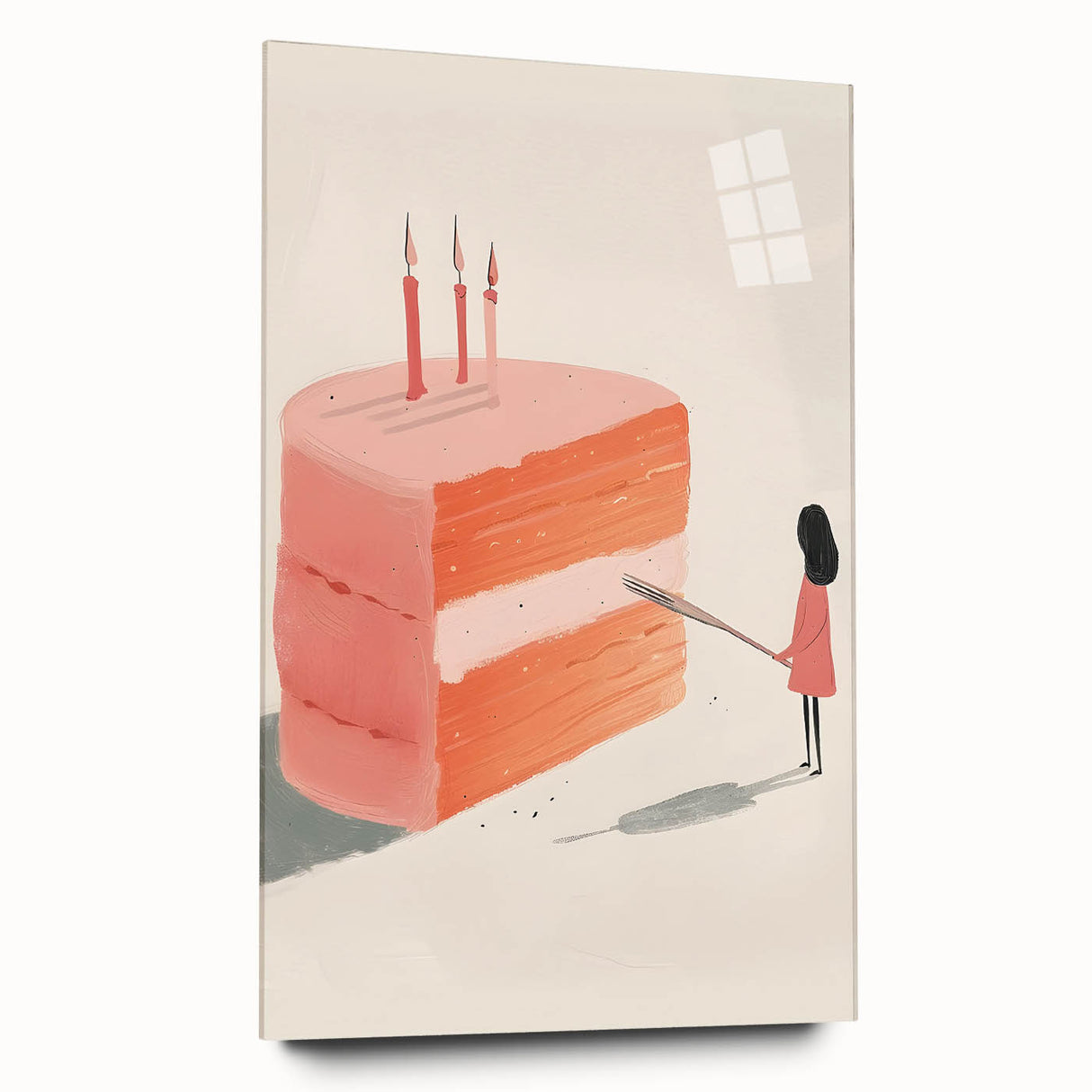 Large abstract wall art featuring assorted pastries in muted colors on acrylic glass, ideal for bedroom or dining room decor.