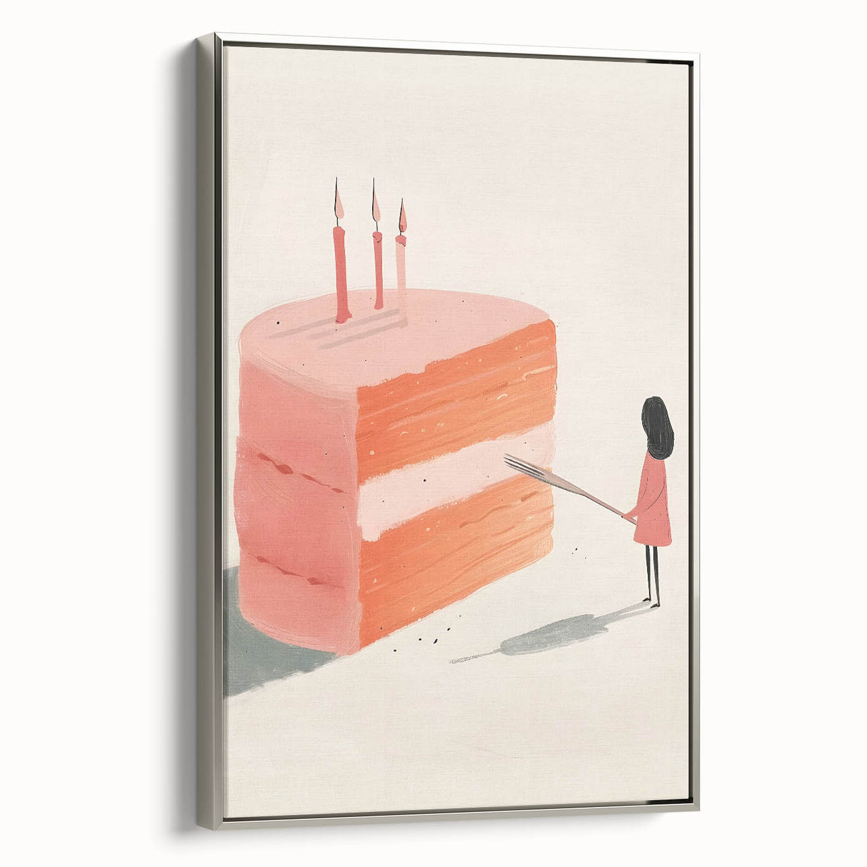 Framed canvas featuring vintage poster art of colorful pastries, ideal for kitchen wall art.