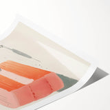 Extra large wall art featuring line art flowers in soft pastel shades on a rolled print.