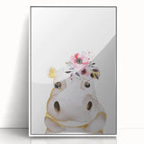 Floral Baby Hippo Girls Room Wall Art – Nursery Print