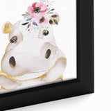 Floral Baby Hippo Girls Room Wall Art – Nursery Print