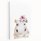 Floral Baby Hippo Girls Room Wall Art – Nursery Print
