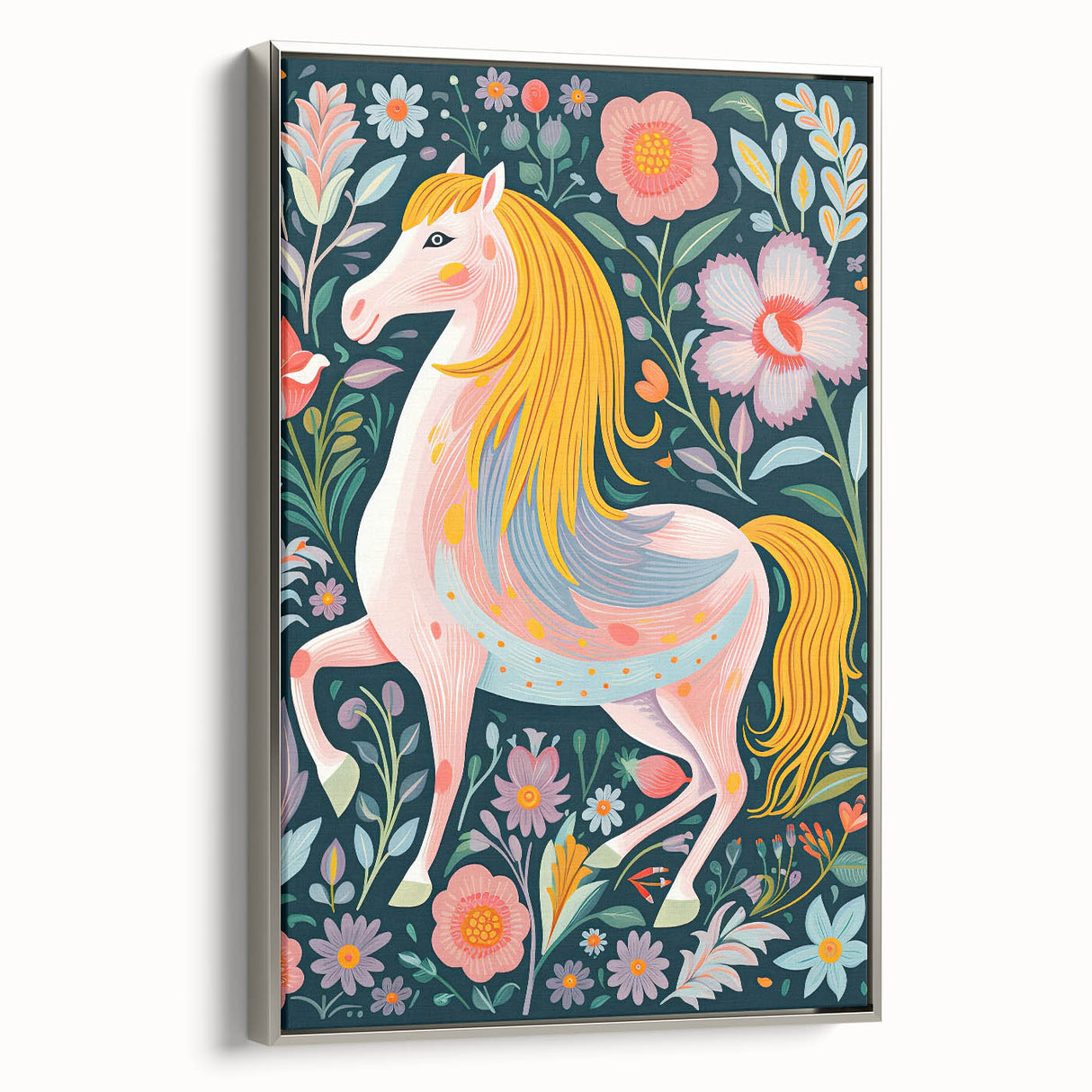 Whimsical Horse Kids Room Wall Art – Stretched Canvas for Kids