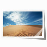 Desert landscape art print rolled in a protective tube, showcasing warm hues of orange and yellow with a textured finish, ideal for home decor enthusiasts.