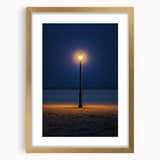 Elegant framed landscape artwork showcasing serene dunes in soft beige and gold tones, featuring a stylish mat and a luxurious gold frame, perfect for home decor.