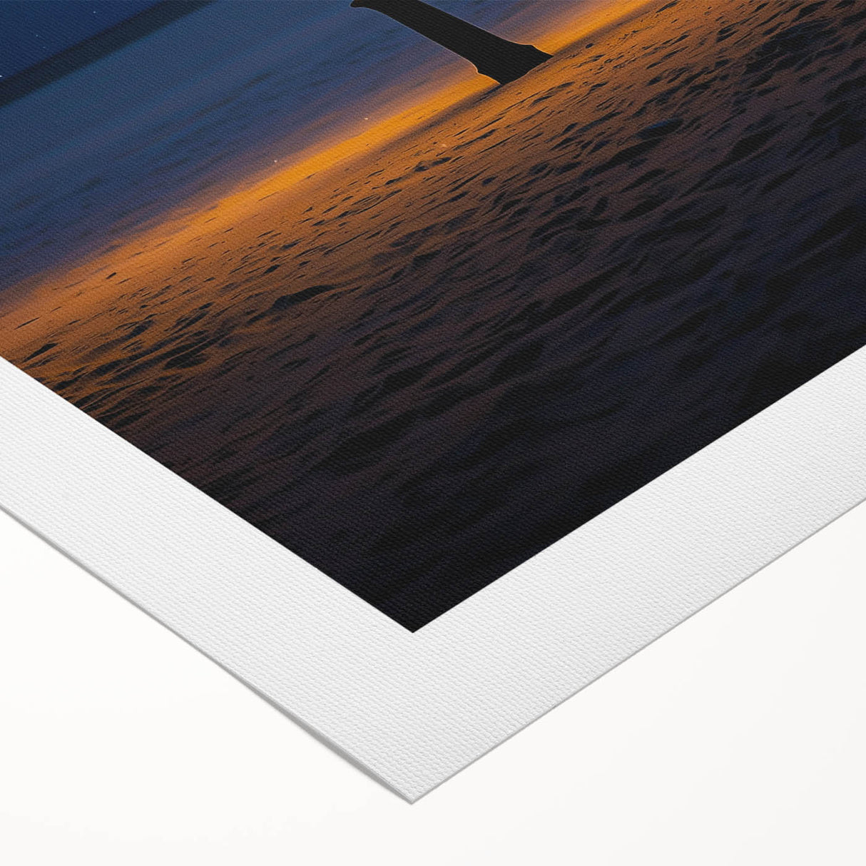 Close-up of a rolled canvas showcasing a stunning landscape of golden dunes under a blue sky, packaged securely in a durable cardboard tube for safe shipping. This artwork adds a warm, natural aesthetic to any space, perfect for nature lovers and home decor enthusiasts.