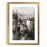 Elegant gold-framed landscape artwork with a white mat, showcasing a serene natural scene, ideal for home decor or office settings. Perfect for art enthusiasts.