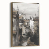 Framed canvas artwork depicting a serene landscape scene with gold accents, showcasing vibrant colors and intricate details, perfect for enhancing home decor.