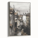 Framed canvas artwork showcasing a stunning landscape with vibrant colors, elegantly displayed in a silver frame, perfect for enhancing home decor aesthetics.