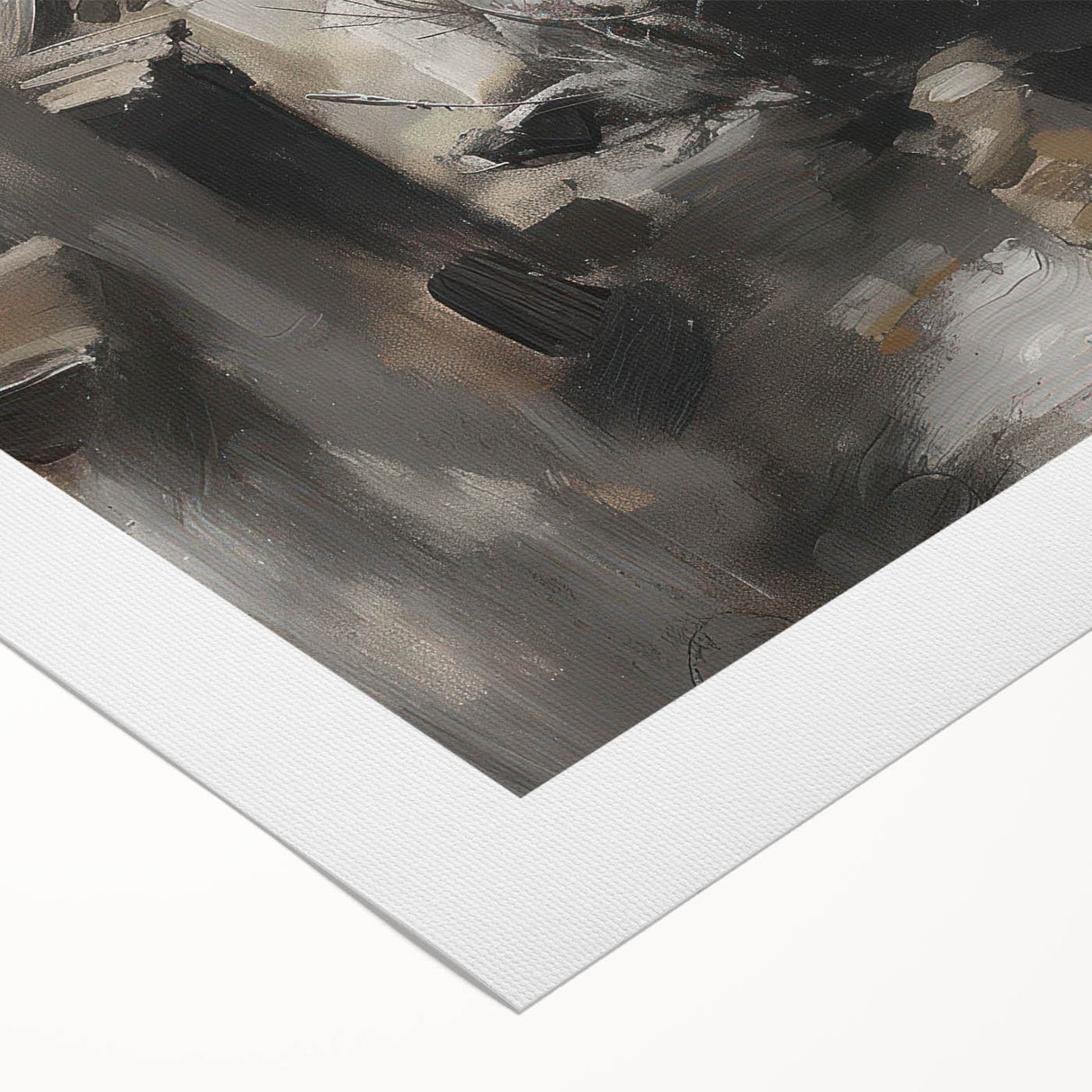 Rolled canvas artwork showcasing a vibrant abstract landscape design, featuring vivid colors and intricate textures, elegantly packaged in a protective cardboard tube for safe shipping. Ideal for modern home decor and art enthusiasts.
