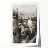 Rolled canvas print showcasing a vibrant landscape design with rich colors, elegantly packaged in a protective cardboard tube, ideal for home decor.