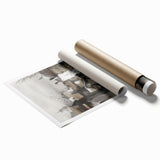 Rolled print showcasing a vibrant landscape design with rich colors and intricate details, expertly packaged in a durable cardboard tube for safe delivery. Ideal for home decor enthusiasts looking to enhance their space with stunning artwork.