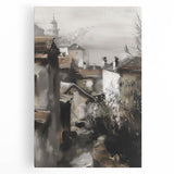 Stretched canvas artwork depicting a vibrant landscape scene with rich colors and intricate details, showcasing natural beauty and artistic craftsmanship.