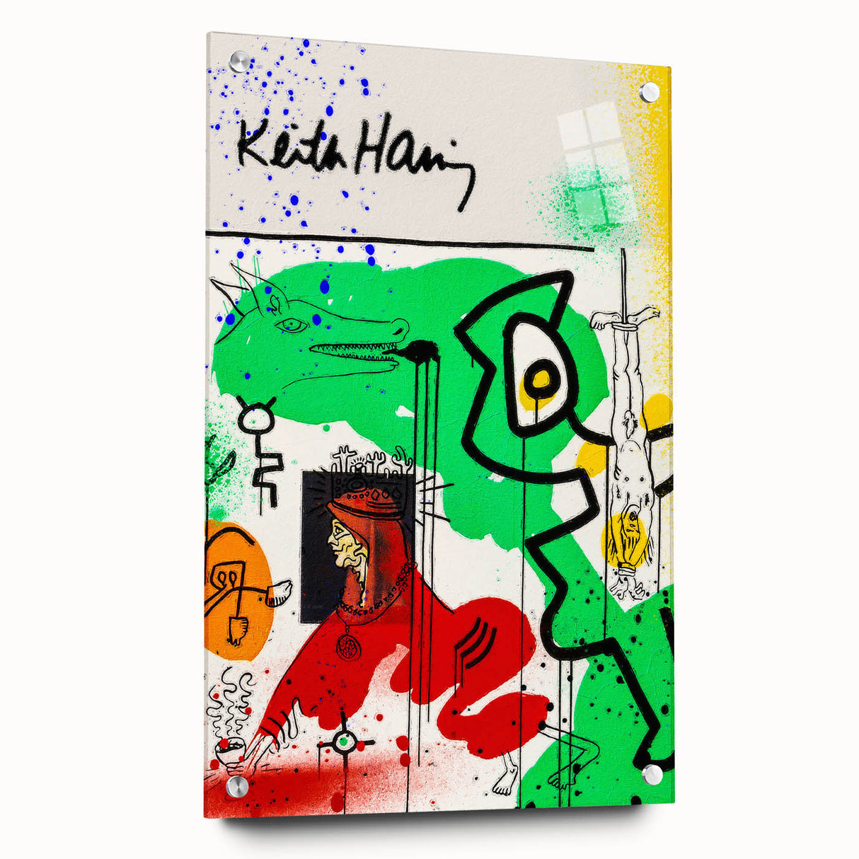 Fiery Passion Pop Art Wall Art – Bold Green, Red, and Black Canvas