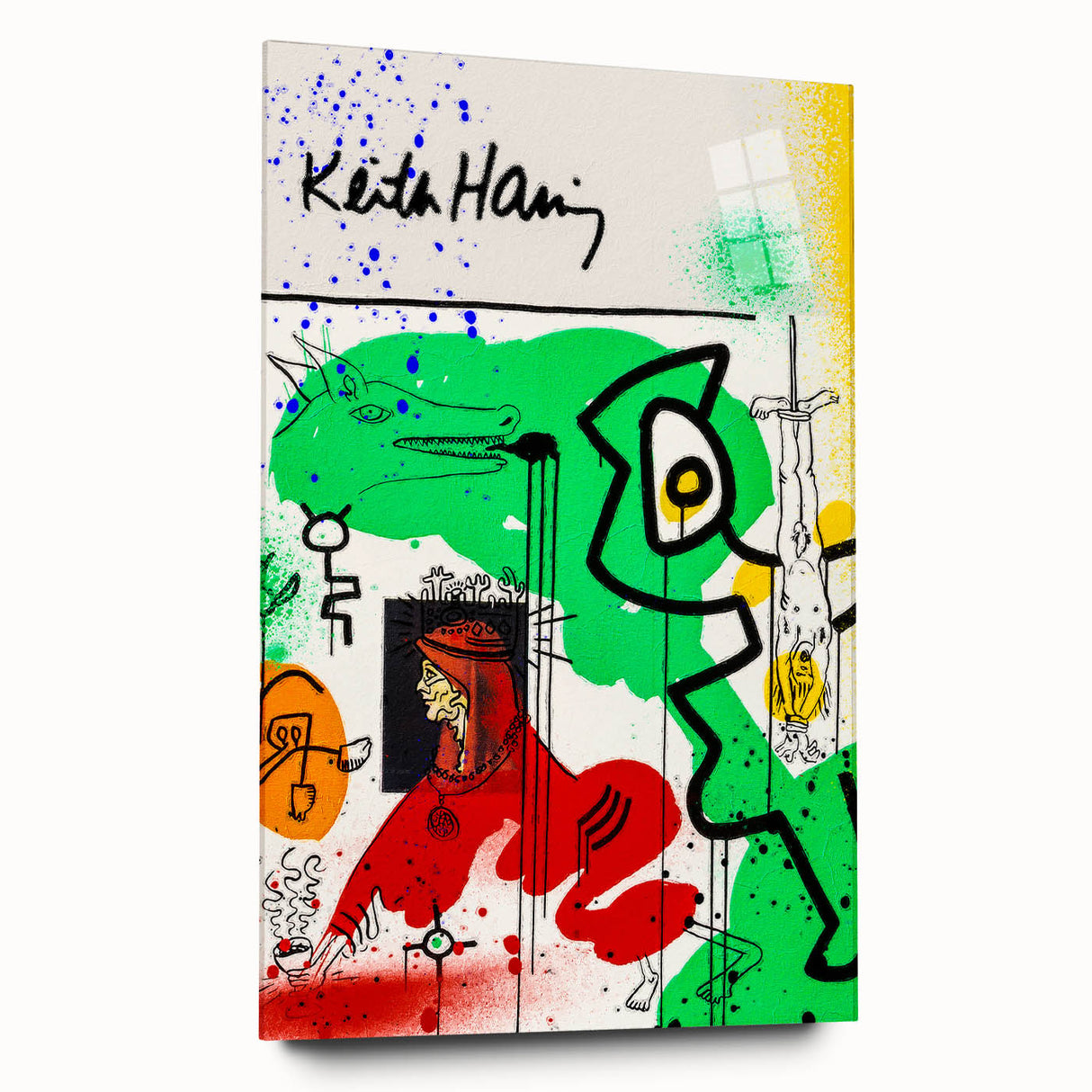 Fiery Passion Pop Art Wall Art – Bold Green, Red, and Black Canvas
